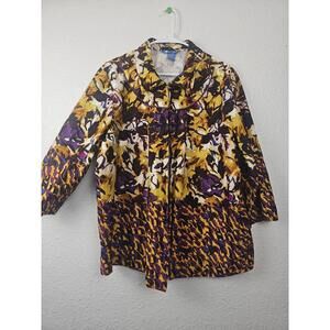 Koret Womens XL Multicolor Jacket Peter Pan Collar Long Sleeves